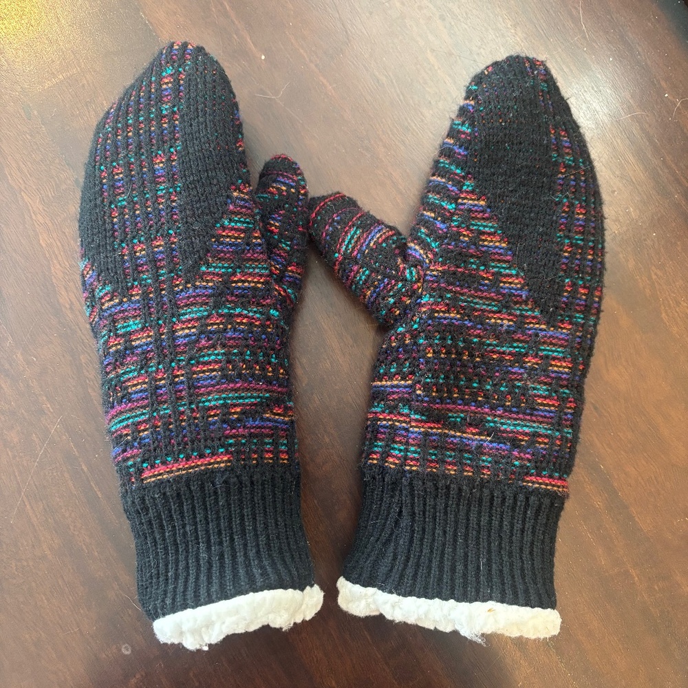 Handmade sweater material cozy mittens